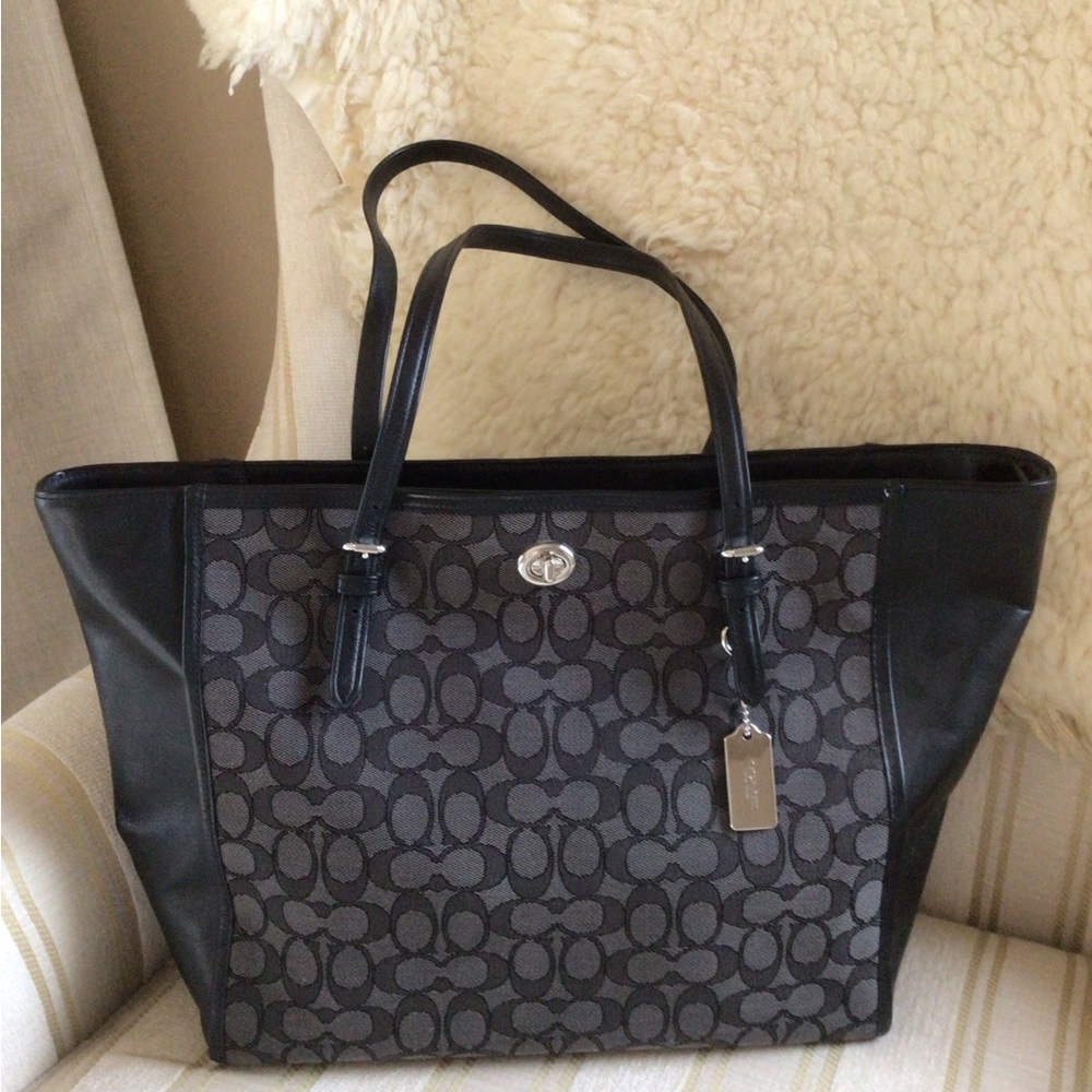 Black & charcoal Lg Coach executive tote